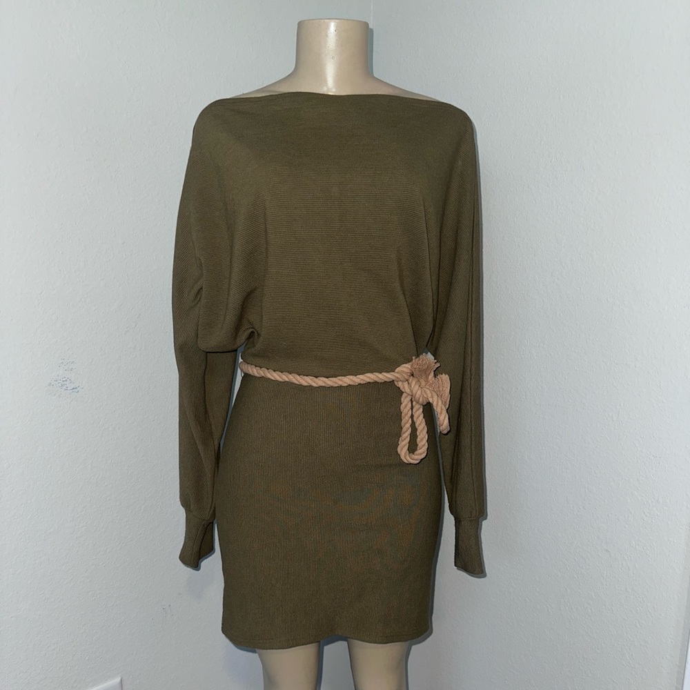 Off the Shoulder Olive Dress